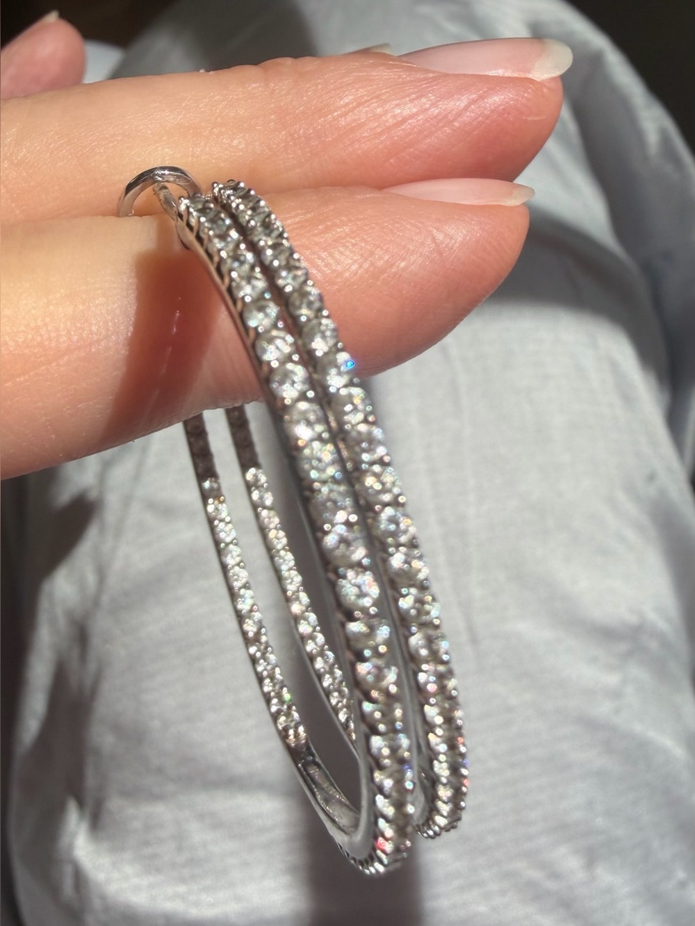 Sterling Silver Sparkle Hoop Earrings